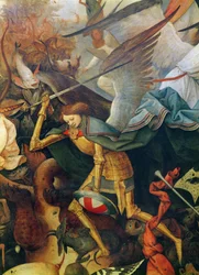 De val van de opstandige engelen, detail van de middelste engel, 1562